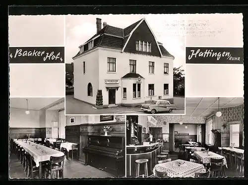 AK Hattingen /Ruhr, Gasthaus Baaker Hof, Rauendahlstrasse 8, Innenansichten