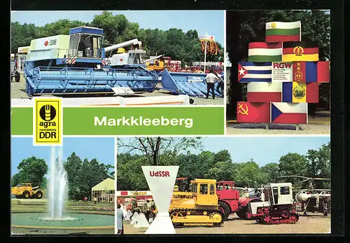 AK Markkleeberg, Landwirtschaftsausstellung der DDR, Mähdrescher, Raupen der UdSSR