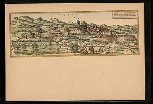 Künstler-AK Kassel, Gesamtansicht, Stich von Braun und Hogenberg, 1580