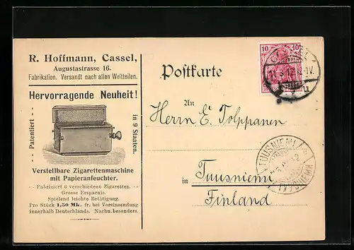 AK Cassel, R. Hoffmann, Fabrikation, Augustastrasse 16, Verstellbare Zigarettenmaschine