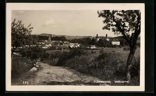 AK Schwarzenau /Waldviertel, Ortsansicht von der Landstrasse aus