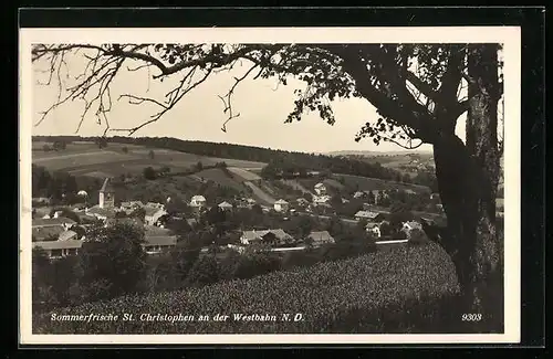 AK St. Christophen /Westbahn, Ortsansicht aus der Vogelschau