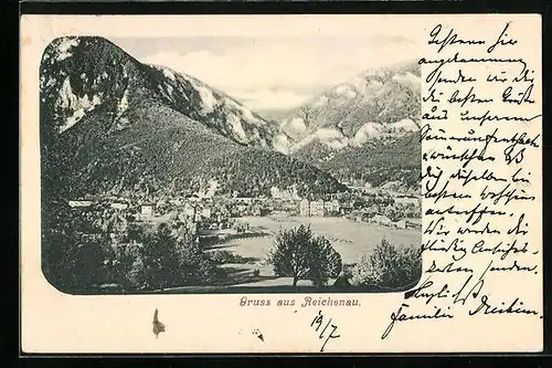 AK Reichenau, Gesamtansicht mit Bergen