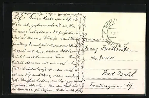 AK Hohenberg, Ortsansicht mit Bergpanorama