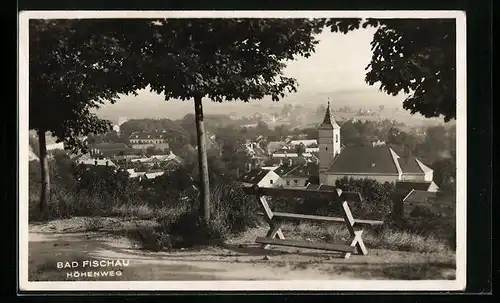 AK Bad Fischau, Höhenweg mit Ortsblick