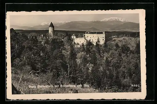 AK Seebenstein, Burg mit Schneeberg und Rax