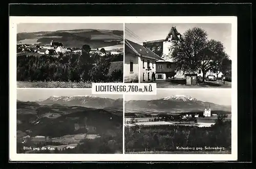 AK Lichtenegg, Ortsansicht, Ortspartie, Kaltenberg gegen Schneeberg