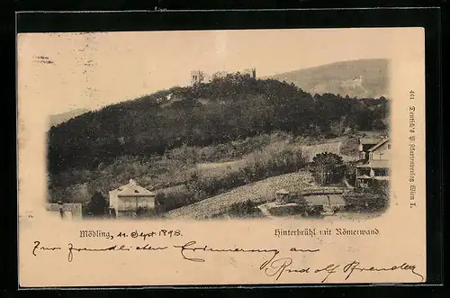 AK Hinterbrühl, Teilansicht mit Römerwand