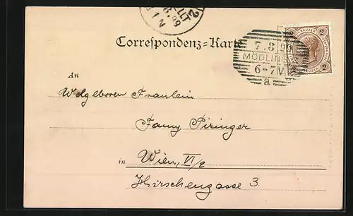 AK Hinterbrühl, Ortsansicht mit Blick ins Land