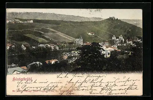 AK Hinterbrühl, Ortsansicht mit Feldern
