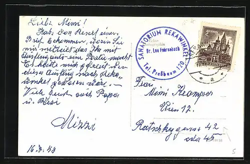 Künstler-AK Rekawinkel, Ansicht vom Sanatorium