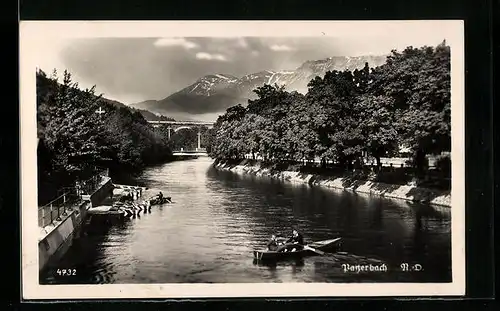 AK Payerbach, Ruderbootpartie, Alpenmassiv