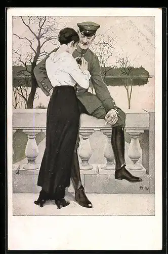 Künstler-AK Brynolf Wennerberg: Soldat auf Urlaub mit Frau