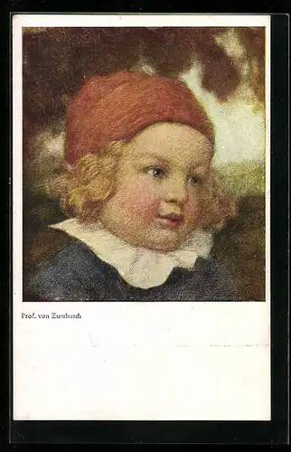 Künstler-AK Ludwig von Zumbusch: Blondes Kind mit Mütze