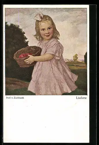 Künstler-AK Ludwig von Zumbusch: Liselotte mit Äpfeln im Korb