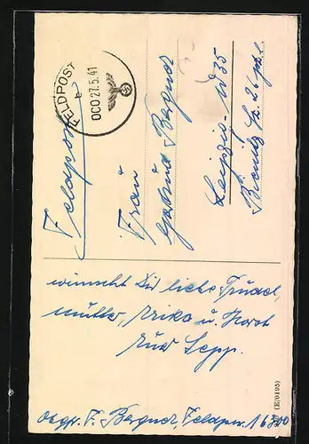 AK Zwei Maikäfer auf Birkenzweig, Pfingstgruss