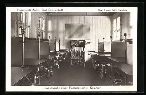 AK Bad Reichenhall, Kuranstalt Salus, Innenansicht einer Pneumatischen Kammer, Badekultur
