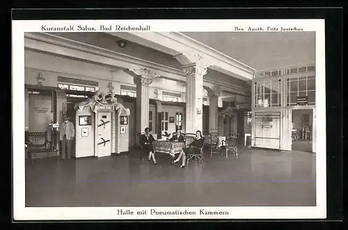 AK Bad Reichenhall, Kuranstalt Salus, Halle mit Pneumatischen Kammern, Innenansicht, Badekultur