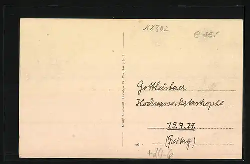 AK Gottleuba, Unwetterkatastrophe 1927, Zerstörte Ortspartien