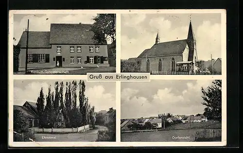 AK Erlinghausen, Konsum-Genossenschaft, Kirche, Ehrenmal