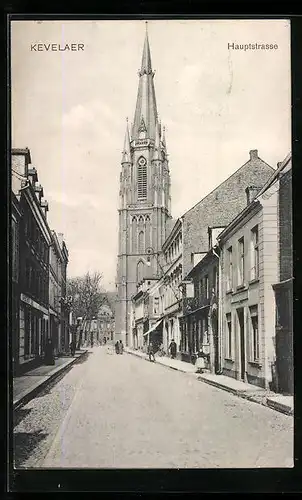 AK Kevelaer, Hauptstrasse mit Blick auf die Kirche