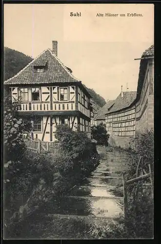 AK Suhl, Alte Häuser am Erbfluss