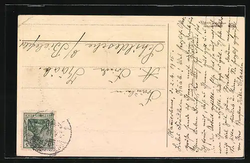 AK Osterküken mit Palmkätzchenzweig