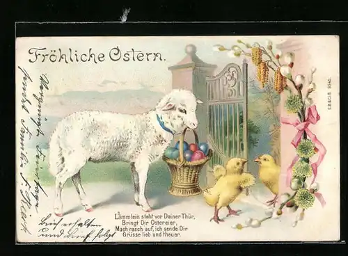 AK Lämmlein steht vor deiner Tür, Osterküken