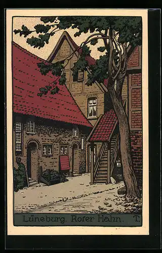 Steindruck-AK Lüneburg, Partie Roter Hahn