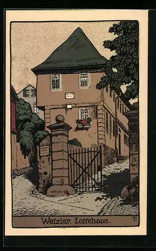Steindruck-AK Wetzlar, Partie am Loffehaus