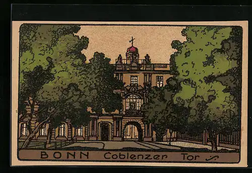 Steindruck-AK Bonn, Coblenzer Tor