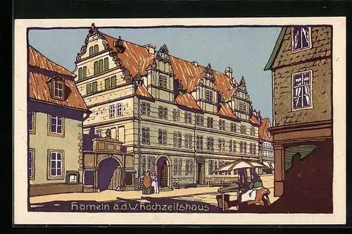 Steindruck-AK Hameln a. d. W., Ansicht vom Hochzeitshaus