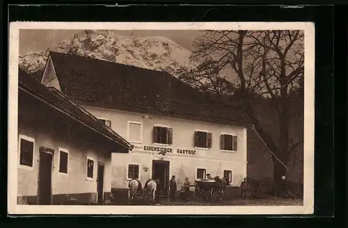 AK Buchau bei St. Gallen, Eisenziehers Gasthof mit Pferdewägen