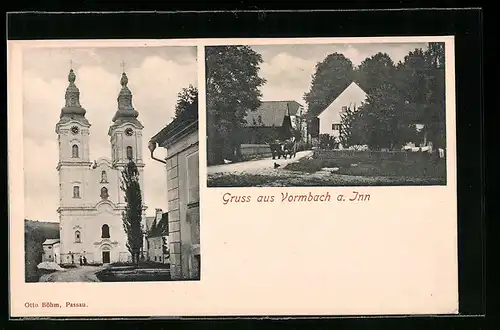 AK Vormbach a. Inn, Ortsansicht mit Kirche