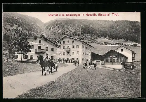 AK Neustift /Stubaital, Ortspartie mit Gasthof zum Salzburger