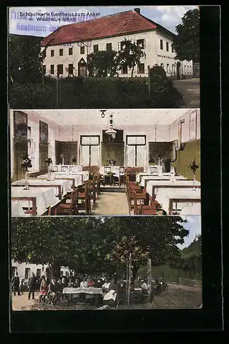 AK Waldneukirchen, Schlechter`s Gasthaus zum Anker, Innenansicht, Garten