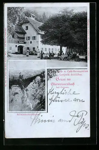 AK Oberweissenbach bei Goisern, Gast- und Cafe-Restaurant Leopold Schilcher, Schwarzenbachklause