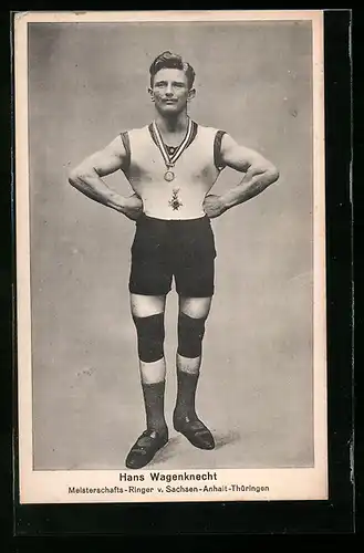 AK Ringer Hans Wagenknecht im Sportdress, Meisterschafts-Ringer v. Sachsen-Anhalt-Thüringen