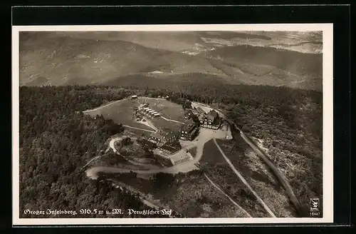 AK Grosser Inselberg / Thür., Gasthaus Preussischer Hof vom Flugzeug aus gesehen