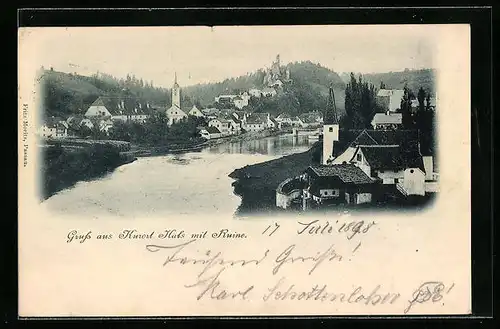AK Hals, Ortsansicht mit Ruine