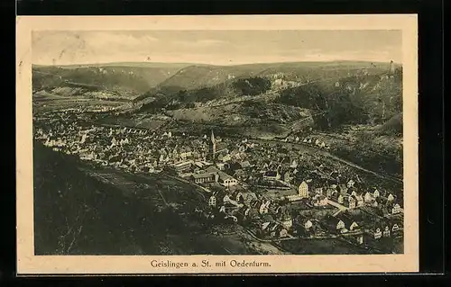 AK Geislingen a. St., Gesamtansicht mit Oedenturm