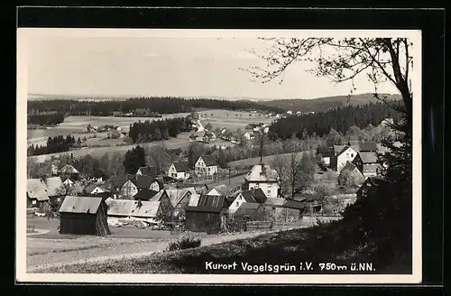 AK Vogelsgrün i. V., Ortsansicht aus der Vogelschau