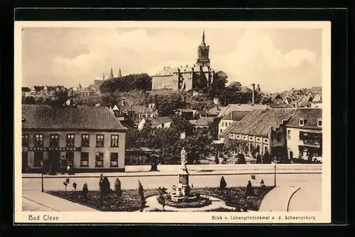 AK Bad Cleve, Blick vom Lohengrin-Denkmal zur Schwanenburg