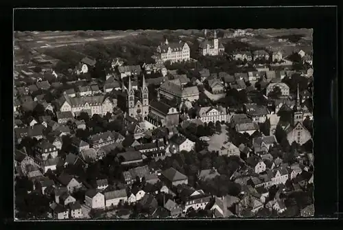 AK Werl i. W., Ortsansicht mit Wallfahrts-Basilika, Fliegeraufnahme