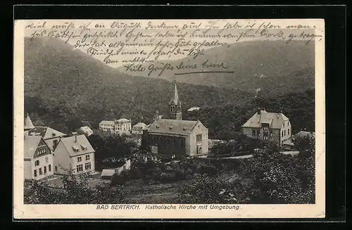 AK Bad Bertrich, Ortspartie mit katholischer Kirche