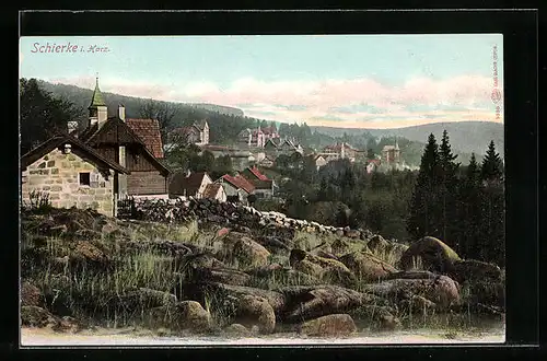 AK Schierke / Harz, Ortspartie aus der Vogelschau