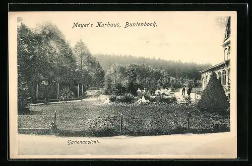 AK Buntenbock, Meyer`s Kurhaus, Gartenansicht