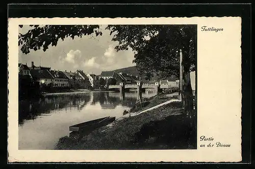 AK Tuttlingen, Donaupartie mit Brücke