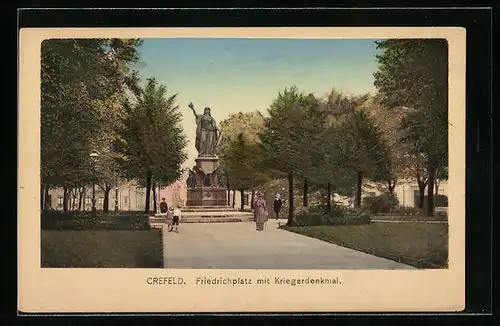 AK Crefeld, Friedrichplatz mit Kriegerdenkmal
