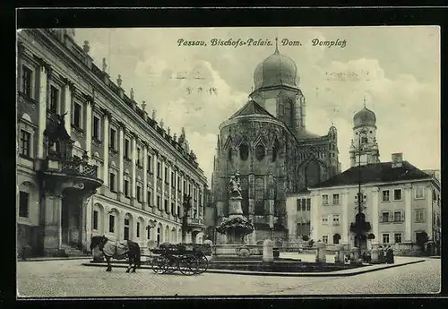 AK Passau, Bischofs-Palais, Dom und Domplatz